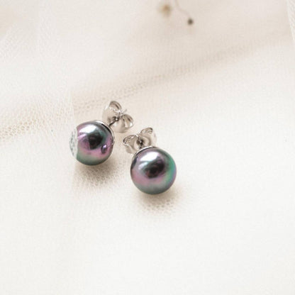 6mm Gray Lyra Pearl Earrings