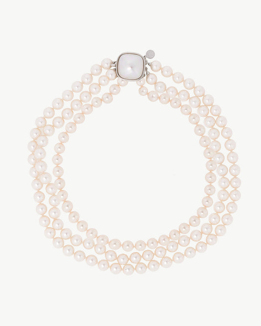 Triple 8mm Pearl Necklace Luna