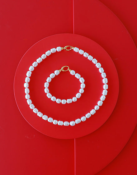 Pearl Necklace 8mm Gold Agora