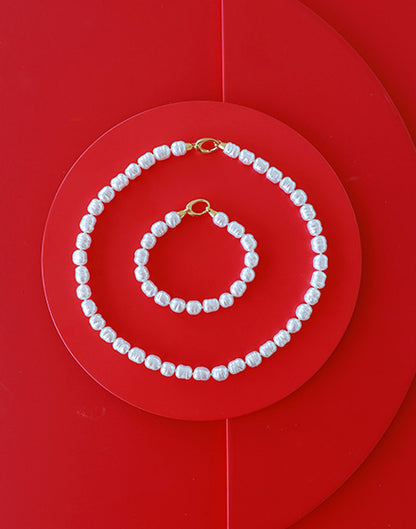 Pearl Necklace 8mm Gold Agora