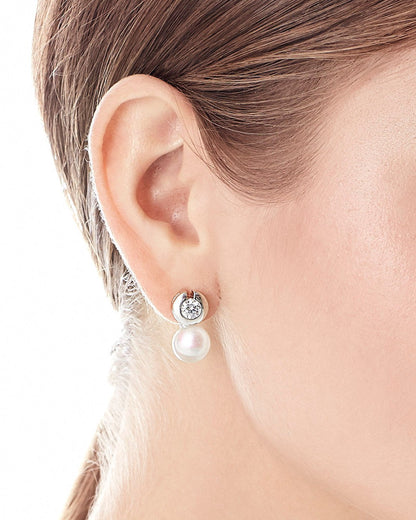 Exquisite Pearl and Zirconia Earrings