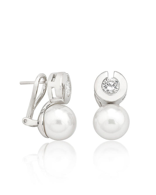 Exquisite Pearl and Zirconia Earrings