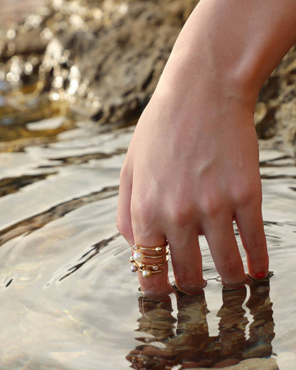 Planet Pearl Gold Ring