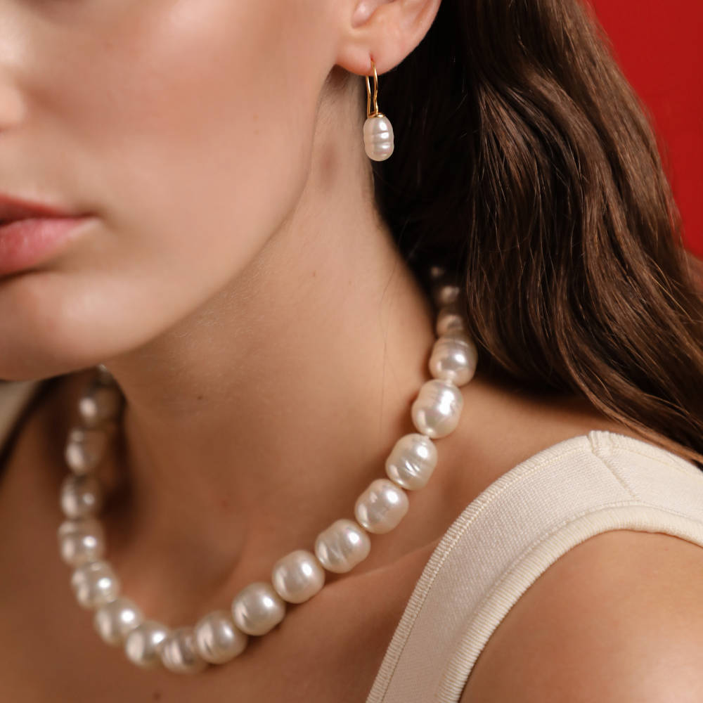 Lyra Golden Baroque Pearl Necklace