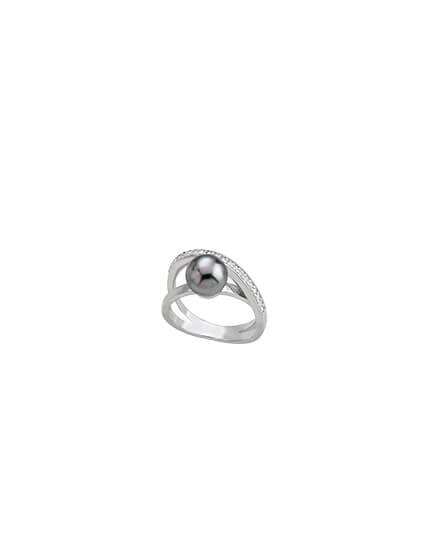 Anillo Perla Gris y Circonitas Exquisite