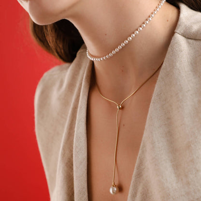 Alba Gold Pearl Necklace