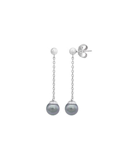 Grey Illusion Pearl Earrings