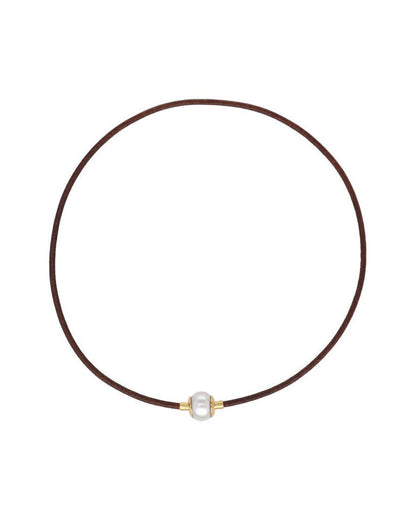 Leather Chain 45 Brown and Gold Zindis