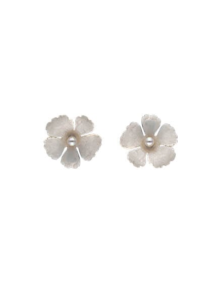 Rhodium-plated silver earrings in white Santorini Bianco