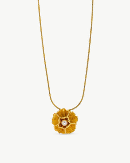 Golden Carnation Flower Necklace