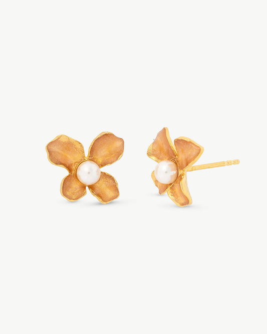 Gold 4mm Flowers Earrings