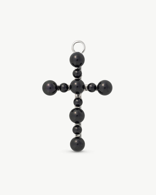 Perlenkreuz-Charm 4 mm und 6 mm Schwarz Cruces