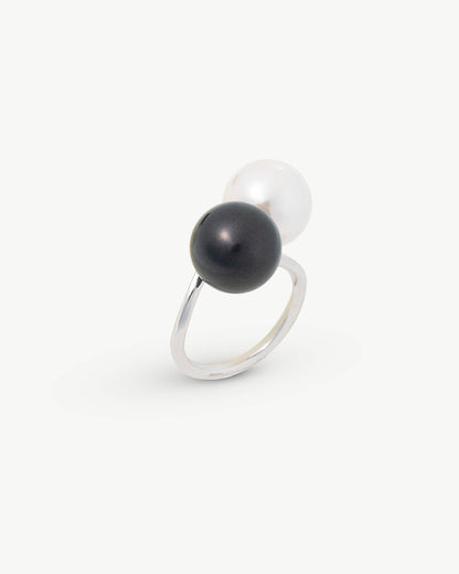 Double Black and White Pearl Ring Twins & Triplets