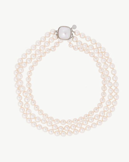 Triple 8mm Moon Pearl Necklace