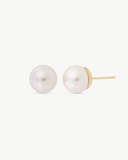 Golden 7mm Lyra Pearl Earrings