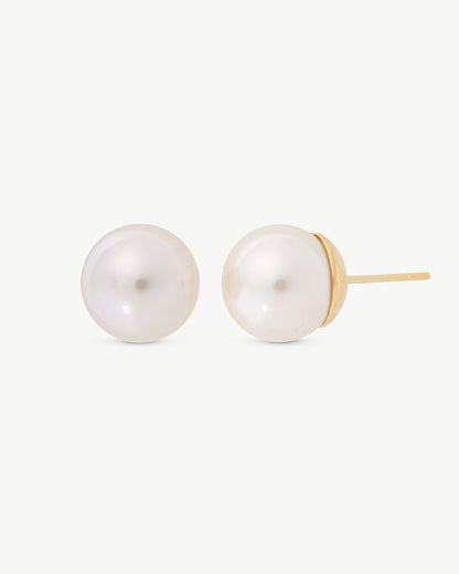 Golden 8mm Lyra Pearl Earrings