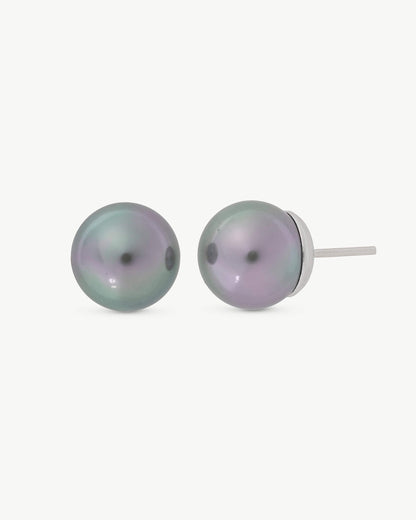 10mm Gray Lyra Pearl Earrings