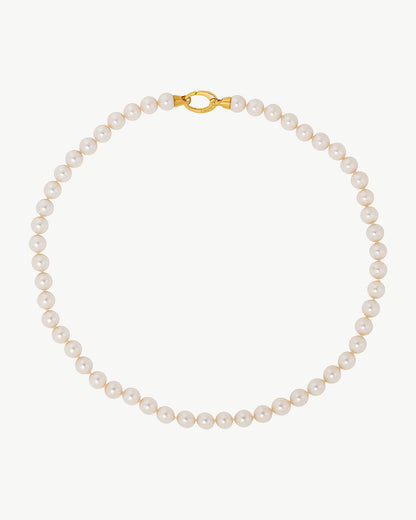 8mm Gold Lyra Pearl Necklace