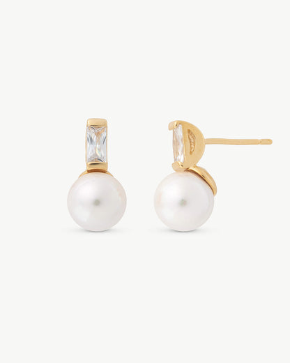 Selene 8mm Gold Pearl Earrings