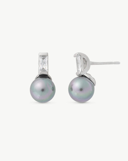 8mm Gray Selene Pearl Earrings