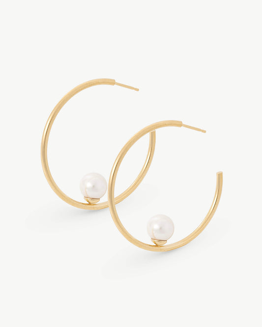 Golden Hoop Earring Pearl Alba