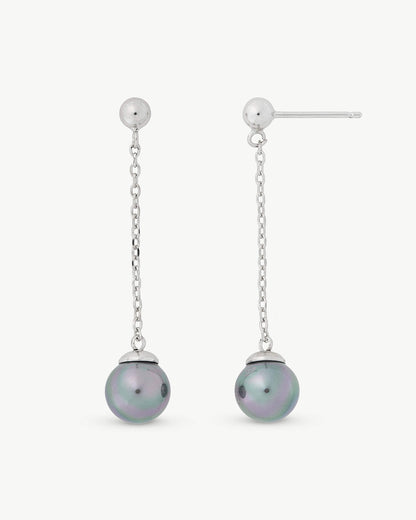 Grey Illusion Pearl Earrings