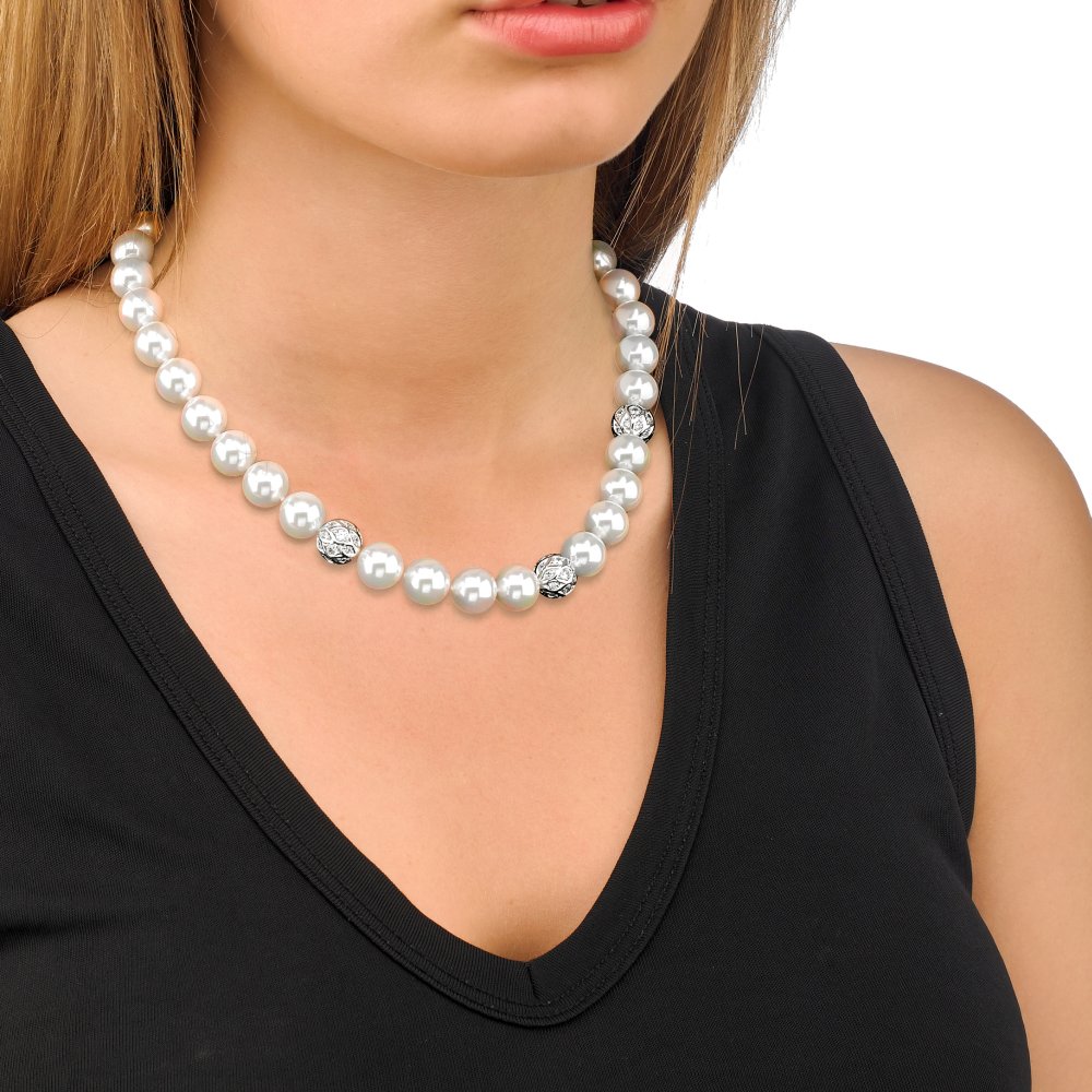 Pearl and Silver Sphere Necklace