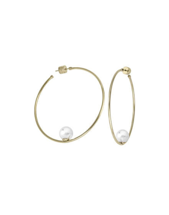 Inox Steel Earrings Marianela golden steel big | Majorica Pearls