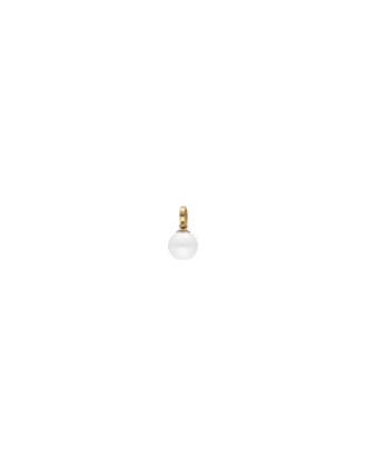 Gold plated Charm&Glow 10 mm white round pearl pendant with clasp fastening | Majorica Pearls