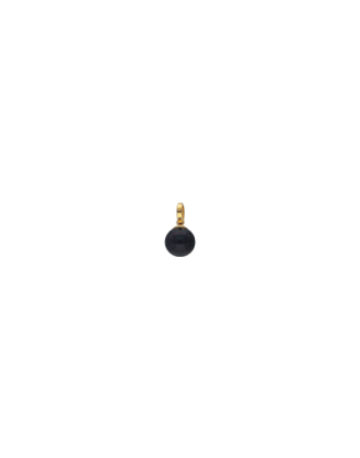 Gold plated Charm&Glow 10 mm round black pearl pendant with clasp fastening | Majorica Pearls