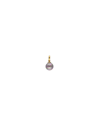 Gold plated Charm&Glow 10 mm round aubergine pearl pendant with clasp fastening | Majorica Pearls