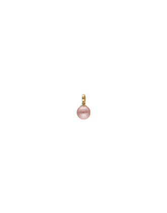 Gold plated Charm&Glow 10 mm round pink pearl pendant with clasp fastening | Majorica Pearls